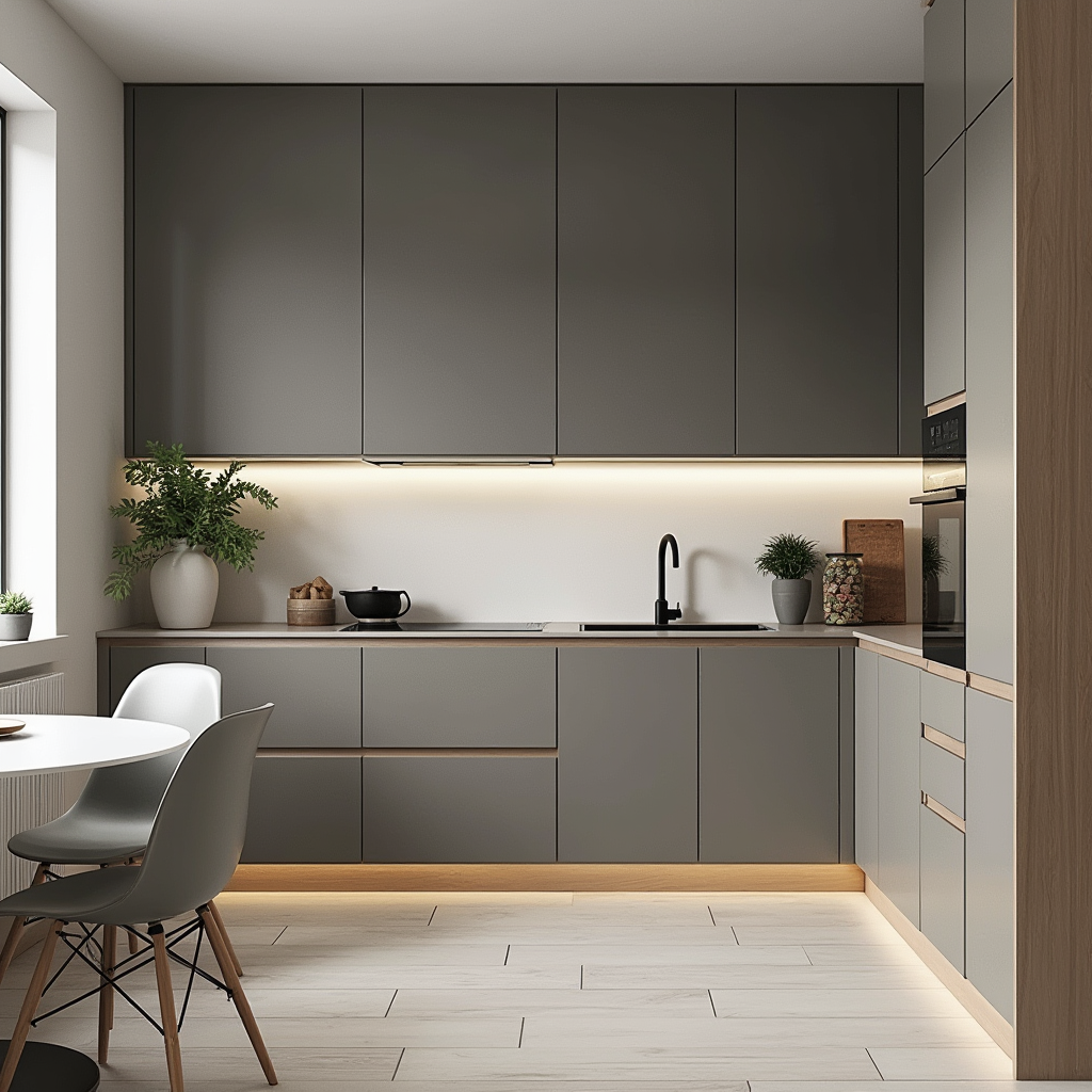 کابینت ساده بدون دستگیره در سبک مینیمال