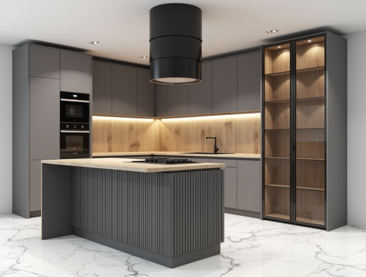 نمونه نصب کابینت شیشه ای دکوگرند